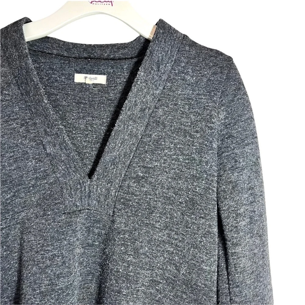 Madewell Slate Charcoal Gray Knit Popover Deep Plunging V-Neck Sweater Size M
